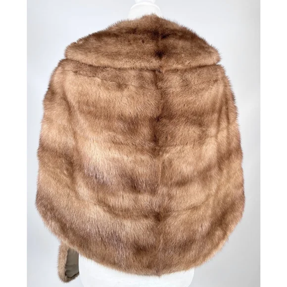 Roberts-Lories San Francisco Mink Stile Brown Fur Stole Cape OS - Picture 6 of 15